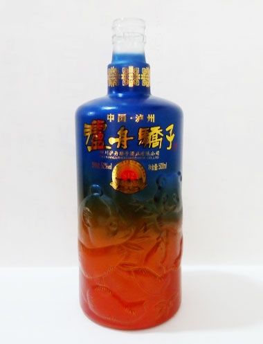 隆昌瀘州嬌子噴釉烤花玻璃酒瓶